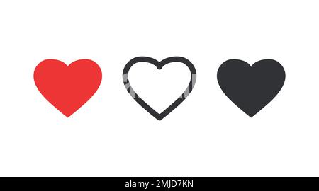 Jeu de coeurs vectoriels.Collection Heart Shapes.Cœurs vectoriels simples. Illustration de Vecteur