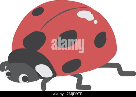 Coccinelle mignonne. Conception simple et plate. Créatures mignons que les enfants aiment. Goût approximatif manuscrit. Illustration de Vecteur