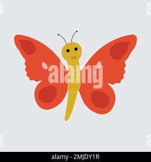 Ensemble de papillons de différentes couleurs et formes isolés sur fond blanc. De beaux insectes volants. Illustration vectorielle de style dessin animé à plat. Illustration de Vecteur