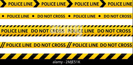 La ligne de police ne croisez pas le ruban adhésif. Collection de bandes d'avertissement jaunes et noires. Zone de danger ou zone de scène de crime bandes d'arrière-plan. Vecteur répétitif Illustration de Vecteur