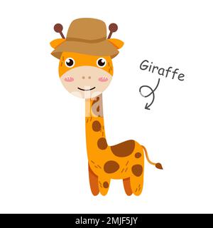 Personnages de dessin animé girafe avec des vêtements . Vecteur . Illustration de Vecteur