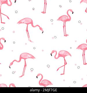 Motif rose aquarelle sans coutures Flamingo. Fond vectoriel avec flamants pour papier peint, tissu, textile. Illustration de Vecteur