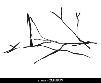 Fissure de glace dessin réaliste ligne noire isolée sans blanc. Fond transparent avec effet de terre cassé. Rayures verglacées. Enrache plate et éclair Illustration de Vecteur