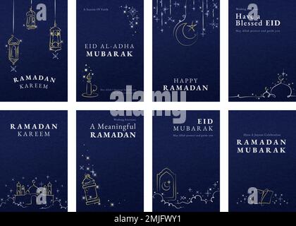 Scénario de modèle de post de Ramadan défini pour la publication sur les réseaux sociaux Illustration de Vecteur