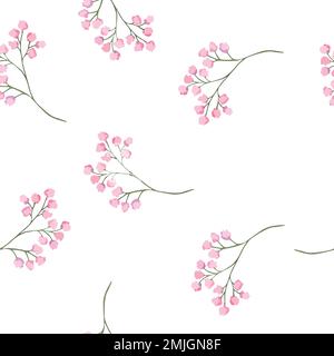 Motif vectoriel sans couture avec fleurs aquarelle, illustration botanique de couleur magenta. Illustration de Vecteur