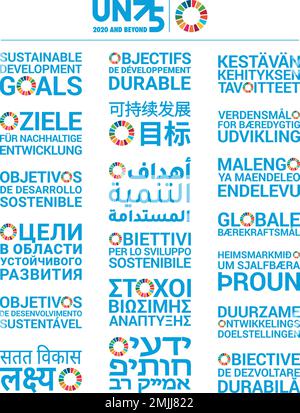 Objectifs de développement durable Programme international dans diverses langues du monde, illustration vectorielle Illustration de Vecteur
