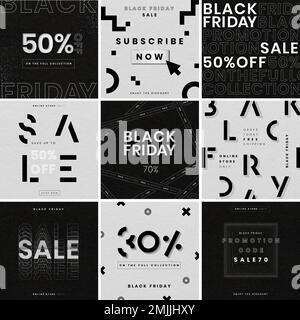 Vector Black Friday texturé fond de vente de la collection d'annonces Illustration de Vecteur