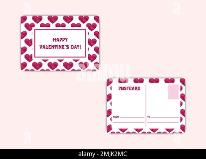 Modèle de carte postale de la Saint-Valentin. Illustration vectorielle avec coeurs de puzzle créatifs et texte vintage. Carte de voeux pour Saint-Valentin 14 février cele Illustration de Vecteur