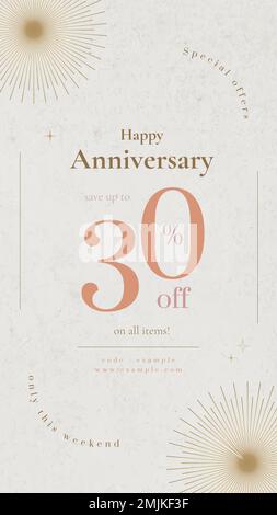 Scénario de modèle de publicité pour les soldes d'anniversaire pour les publicités sur les réseaux sociaux Illustration de Vecteur