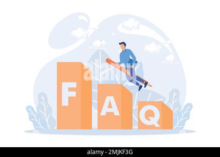 Fréquence des questions posées et illustration du service d'assistance. Les personnes qui contactent le service d'assistance technique, posent des questions et reçoivent des réponses. Sup. Client Illustration de Vecteur