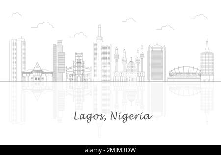 Outline Skyline panorama de la ville de Lagos, Nigeria - illustration vectorielle Illustration de Vecteur