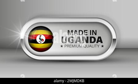 Fabriqué en Ouganda graphique et étiquette. Élément d'impact pour l'utilisation que vous voulez en faire. Illustration de Vecteur