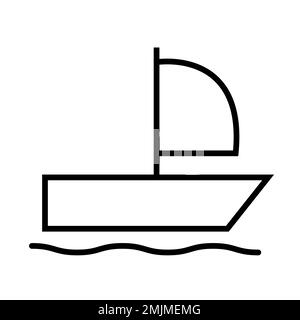 Ligne d'icône de bateau de sport isolée sur fond blanc. Icône fine et plate noire sur un style moderne. Symbole linéaire et contour modifiable. Simple et pixel p Illustration de Vecteur