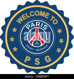 Bienvenue au PSG (Paris Saint Germain FC) Seal couleur dégradé pinceau design Vector illustration couleurs fond Bienvenue Timbre Illustration de Vecteur