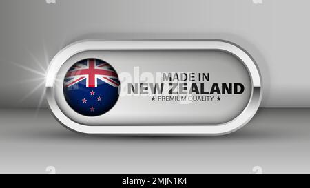 Fabriqué en NewZealand Graphic et label. Élément d'impact pour l'utilisation que vous voulez en faire. Illustration de Vecteur