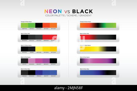 palettes de couleurs néon, combinaisons de couleurs et dégradés de couleurs. Ensemble d'éléments de couleur pour la conception Web. Illustration vectorielle Illustration de Vecteur