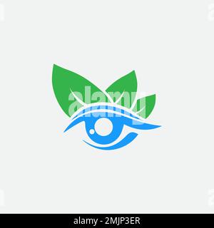 Modèle de logo Eye and Leaf, facile à créer et adapté aux entreprises avec le format vectoriel eps Illustration de Vecteur