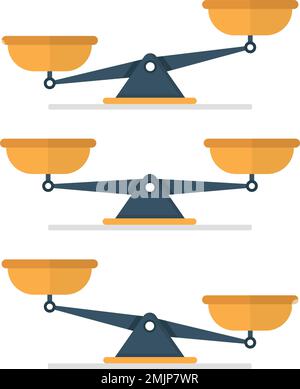Les icônes d'échelle sont définies dans un style plat. Illustration du vecteur de balance sur un arrière-plan isolé. Concept commercial signe de comparaison d'équilibre. Illustration de Vecteur