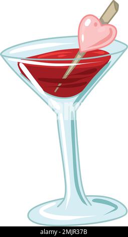 du sang dans un verre de martini. Coeur dans un cocktail, Creepy Valentine clipart, Spooky Valentine, autocollants numériques de Goth pastel, alternative Valentine Day Illustration de Vecteur