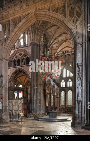 Vue intérieure sur la cathédrale de Salisbury. Banque D'Images