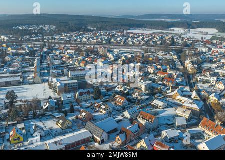 La ville viticole de Pleinfeld dans le district du lac franconien Banque D'Images