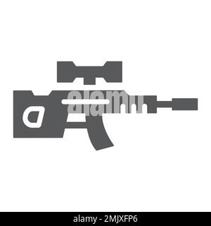 Icône de glyphe de fusil de sniper, arme et militaire, signe de canon, graphiques vectoriels, un motif Uni sur fond blanc, eps 10. Illustration de Vecteur