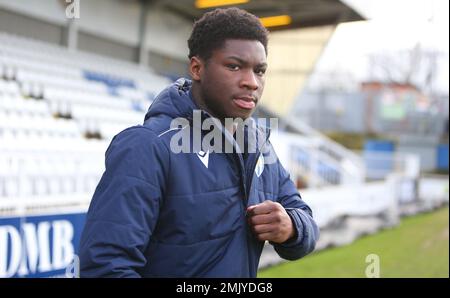 Lors du match de la Sky Bet League 2 entre Hartlepool United et Colchester United à Victoria Park, Hartlepool, le samedi 28th janvier 2023. (Crédit : Michael Driver | INFORMATIONS MI) Banque D'Images