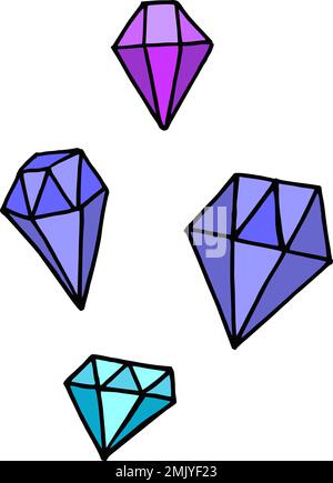 DESSIN ANIMÉ EN LOSANGE AVEC BORDURE NOIRE ÉPAISSE ET TONS VIOLETS Illustration de Vecteur