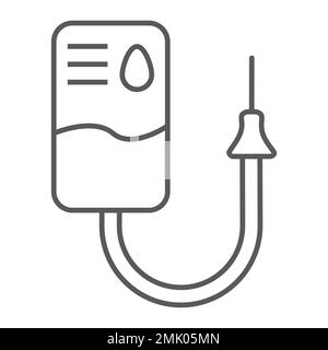 Icône de ligne mince de pack sanguin, médecine et don, signe de sac de sang, graphiques vectoriels, un motif linéaire sur un fond blanc, eps 10. Illustration de Vecteur