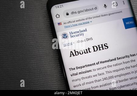 PAGE Web DU Département DE la sécurité intérieure DES ÉTATS-UNIS Banque D'Images