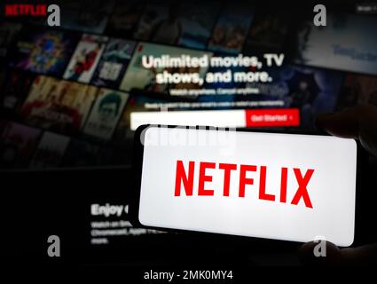 Page Web à la demande de vidéo d'abonnement Netflix Banque D'Images