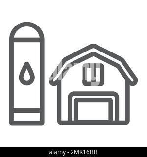 Icône de ligne de grange, agriculture et ferme, signe hangar, graphiques vectoriels, un motif linéaire sur fond blanc, eps 10. Illustration de Vecteur