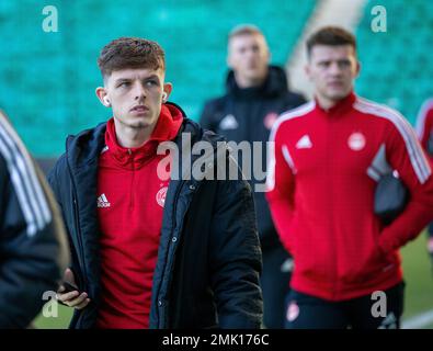 28th janvier 2023 ; Easter Road, Édimbourg, Écosse : Scottish Premiership football, Hibernian contre Aberdeen ; Leighton Clarkson d'Aberdeen arrive au stade Banque D'Images