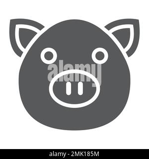 Icône de glyphe de porc, animal et ferme, signe de porc, graphiques vectoriels, un motif Uni sur un fond blanc, eps 10. Illustration de Vecteur