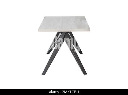 table en bois avec pieds en métal sur fond blanc. Élément intérieur Banque D'Images