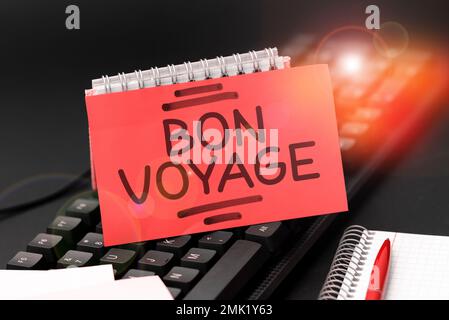 Affiche bon Voyage. Mot pour utilisé exprimer de bons voeux à quelqu'un sur le départ sur le voyage Banque D'Images