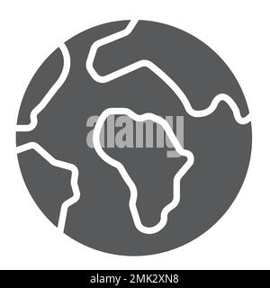 Icône de glyphe terrestre, carte et planète, signe du globe, graphiques vectoriels, un motif solide sur fond blanc, eps 10. Illustration de Vecteur