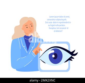 Médecins ophtalmologistes, Oculistes examiner, diagnostiquer la vision de l'œil Acuity avec Snellen Chart.myopie, cécité des couleurs, traitement du glaucome.recherche C Banque D'Images