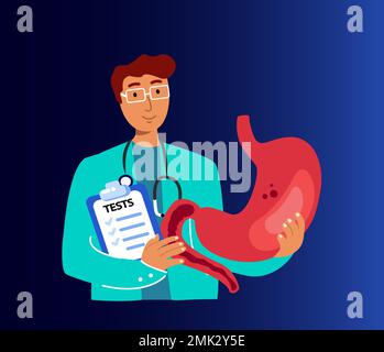 Médecin gastro-entérologue professionnel recherche.chirurgien traitant mal d'estomac.Guts douleur diagnostic des symptômes consultation. Hôpital médical.médical dans Banque D'Images