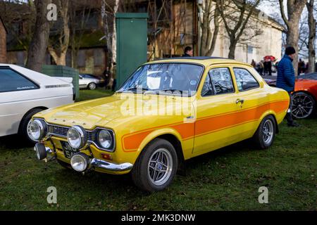 1975 Ford Escort RS 2000, en exposition au Scramble de janvier qui s'est tenu au Bicester Heritage le 8th janvier 2023. Banque D'Images