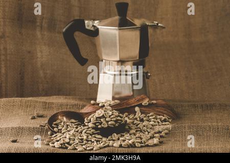 Papouasie-Nouvelle-Guinée Organic PSC grains de café bruts Banque D'Images