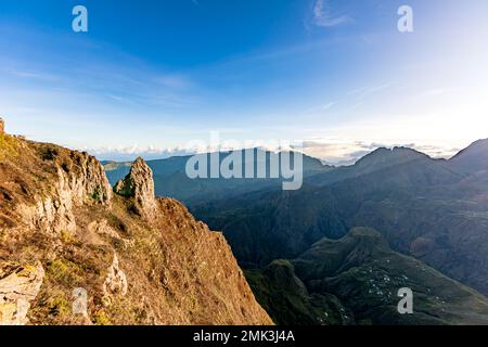 Mafate, Île de la Réunion - vue sur le cirque de Mafate du point de vue de Maido Banque D'Images