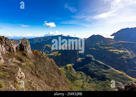 Mafate, Île de la Réunion - vue sur le cirque de Mafate du point de vue de Maido Banque D'Images