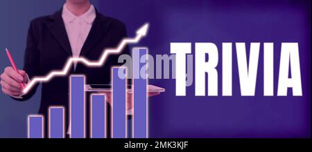 Légende du texte présentant Trivia. L'approche commerciale détaille les considérations des éléments d'information peu d'importance ou de valeur Banque D'Images
