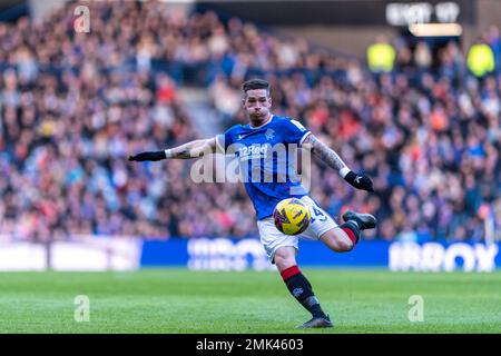 Glasgow, Royaume-Uni. 28th janvier 2023. Glasgow, Écosse, 28 janvier 2023 : Ryan Kent des Rangers lors du match de Cinch Premiership entre les Rangers et St Johnstone au stade Ibrox, sur 28 janvier 2023, à Glasgow, en Écosse. (Richard Callis/SPP) crédit: SPP Sport Press photo. /Alamy Live News Banque D'Images