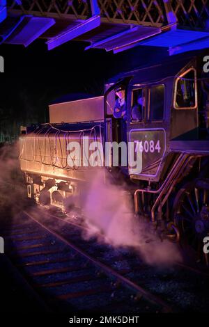 machine à vapeur d'époque stationnaire à sheringham, nord de norfolk, en angleterre Banque D'Images