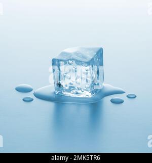 faire fondre le cube de glace avec des bulles Banque D'Images