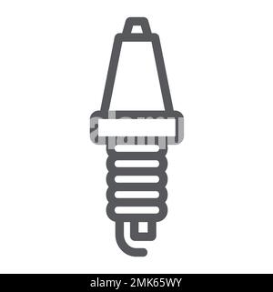 Icône de ligne de bougie de voiture, auto et pièce, signe de bougie d'allumage, graphiques vectoriels, un motif linéaire sur un fond blanc, eps 10. Illustration de Vecteur