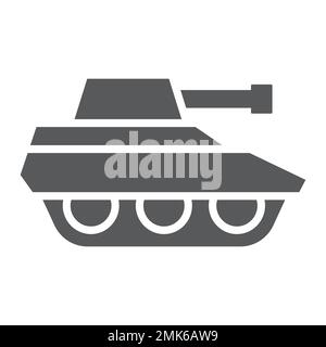 Icône de glyphe de char militaire, guerre et armée, signe de véhicule, graphiques de vecteur, un motif Uni sur un fond blanc, eps 10. Illustration de Vecteur
