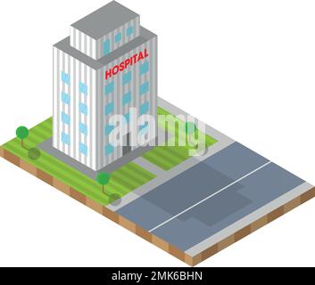 Bâtiment de la clinique de l'hôpital - icône isométrique 3D Illustration de Vecteur